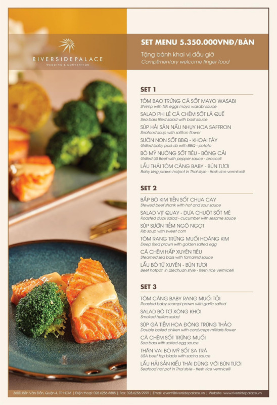 Thực đơn tiệc tất niên đa dạng tại Riverside Palace quận 4